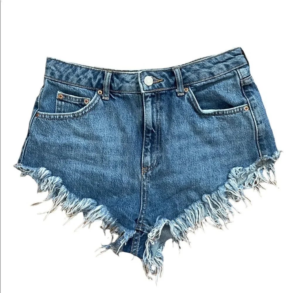 Topshop moto‎ kiri denim distressed shorts sz 6